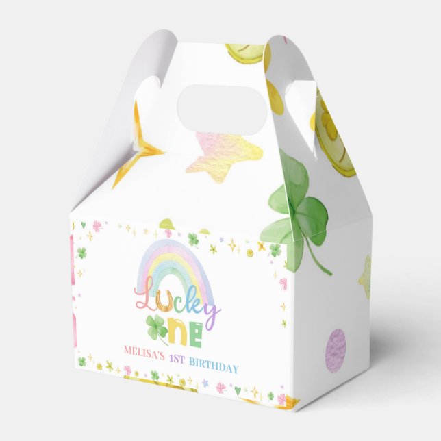 Rainbow Lucky One Favour Box Birthday Party (Front Side)