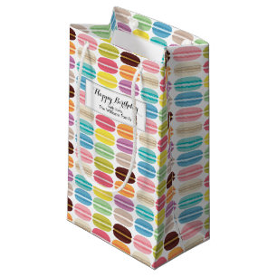 Rainbow Macarons Pattern Personalised Small Gift Bag