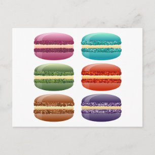 rainbow macarons postcard