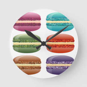 rainbow macarons round clock