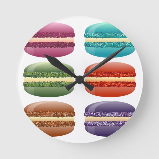 rainbow macarons round clock (Front)