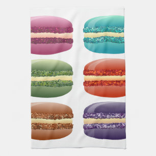 rainbow macarons tea towel