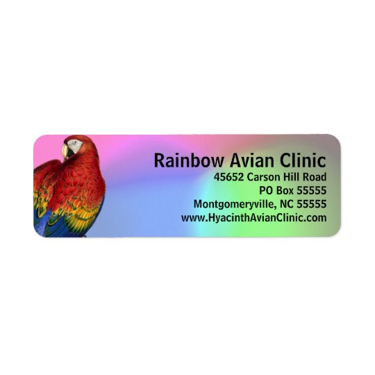 Rainbow Macaw with Colourful Background Return Address Label