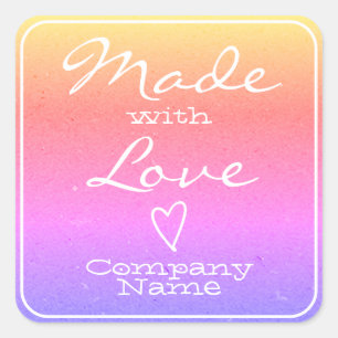 Rainbow Made with Love Labels Kraft Paper Heart