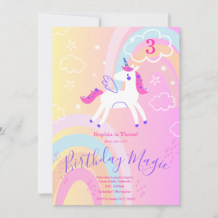 Rainbow Magic Unicorn Birthday Party Invitation