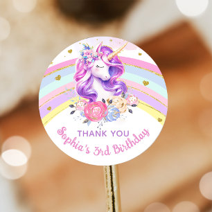 Rainbow Magical Unicorn Birthday Sticker