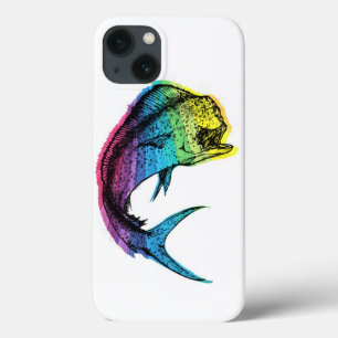 Rainbow Mahi Mahi on White iPhone 13 Case