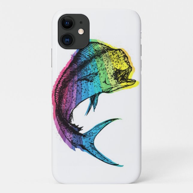 Rainbow Mahi Mahi on White Case-Mate iPhone Case (Back)