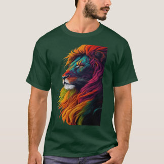 "Rainbow Majesty – Vibrant Lion Art Tee"T-Shirt T-Shirt