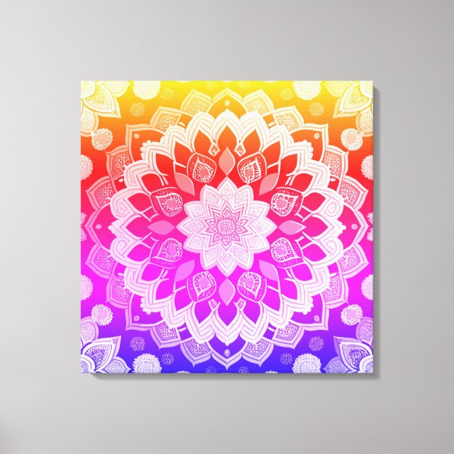 Rainbow Mandala Abstract Art Canvas Print (Front)