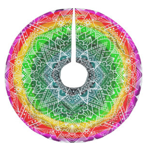 Rainbow Mandala colorful Christmas Brushed Polyester Tree Skirt