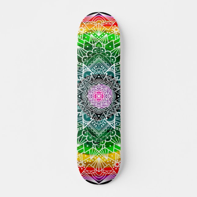 Rainbow Mandala Colorful Skateboard (Front)