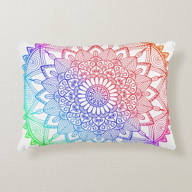 Rainbow Mandala Decorative Cushion (Front)
