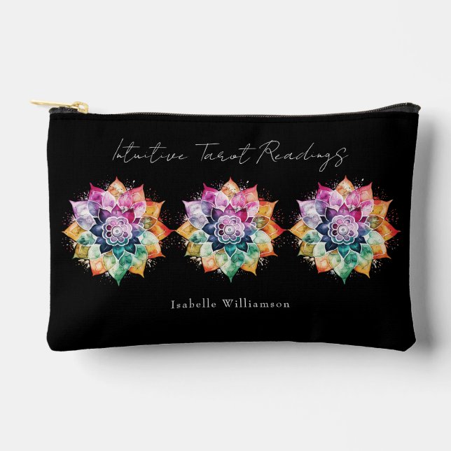 Rainbow Mandala Esoteric Psychic Oracle Tarot Card Accessory Pouch (Front)