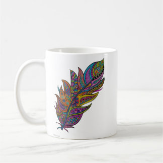 Rainbow Mandala Feather Boho Art Mug