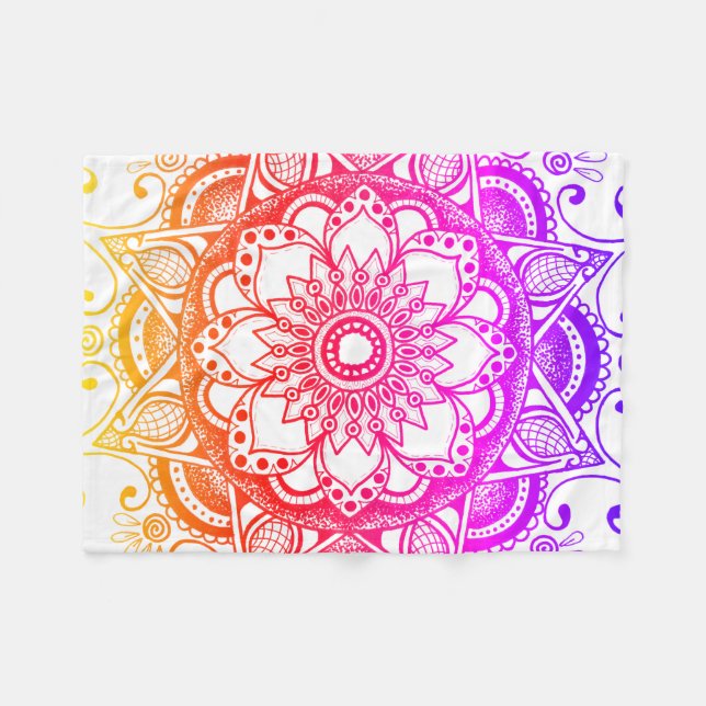 Rainbow Mandala Fleece Blanket (Front (Horizontal))