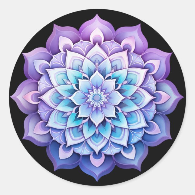 Rainbow Mandala / Flower Design  Classic Round Sticker (Front)