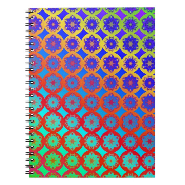Rainbow Mandala Fractal Pattern Notebook (Front)