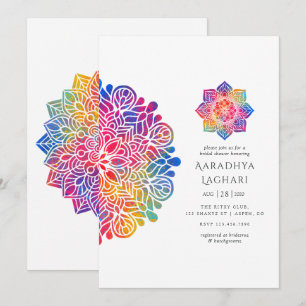 Rainbow Mandala Indian Bridal Shower Invitation