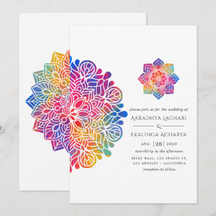 Rainbow Mandala Indian Wedding Invitation