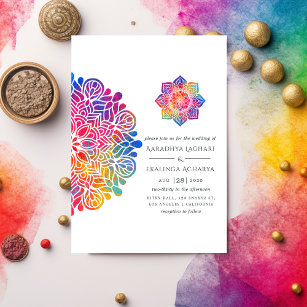 Rainbow Mandala Indian Wedding Invitation
