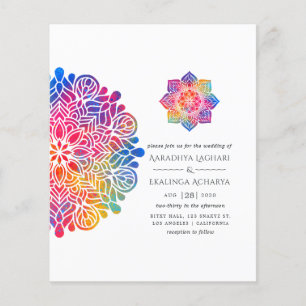 Rainbow Mandala Indian Wedding Invitation Flyer
