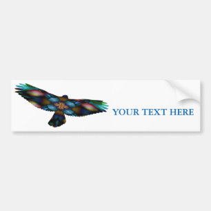 Rainbow Mandala Kaleidoscope Hawk in Flight Bumper Sticker