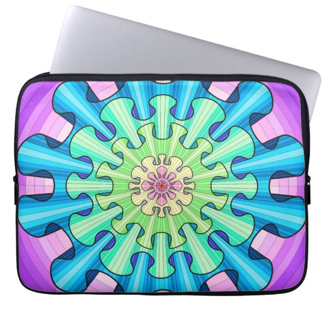 Rainbow mandala laptop sleeve (Front)