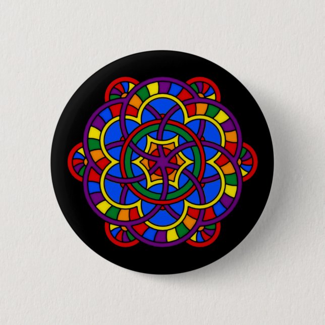Rainbow Mandala LGBT Pride Flag Colours 6 Cm Round Badge (Front)