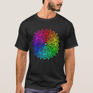 Rainbow Mandala Lotus Flower Sacred Geometry Yoga  T-Shirt
