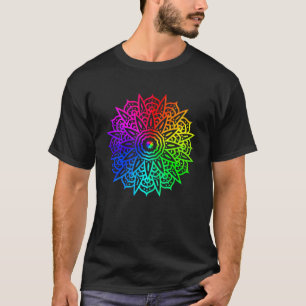 Rainbow Mandala Lotus Flower Sacred Geometry Yoga  T-Shirt