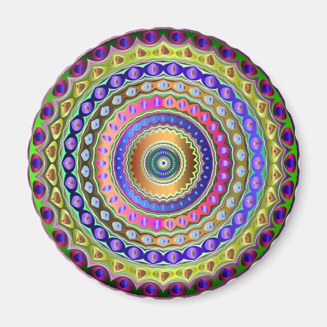 Rainbow Mandala Magnet (Front)