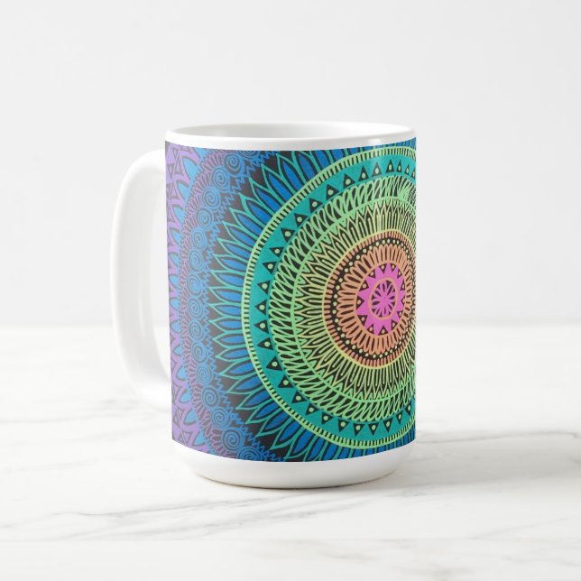 Rainbow Mandala Mug (Front Left)