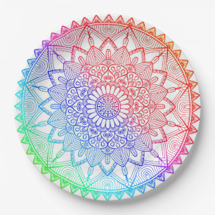 Rainbow Mandala Paper Plate