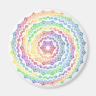 Rainbow Mandala Pattern Design Magnet