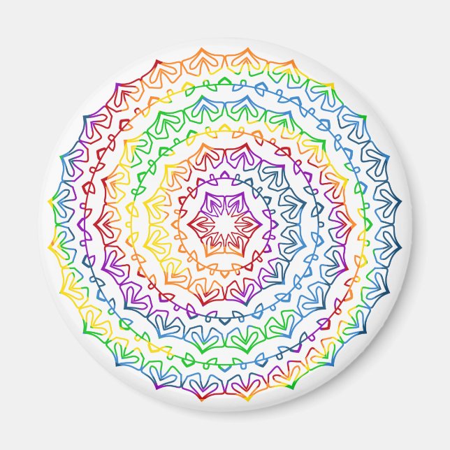 Rainbow Mandala Pattern Design Magnet (Front)