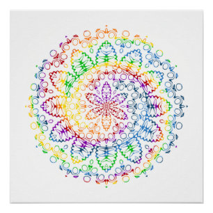 Rainbow Mandala Pattern Design Poster