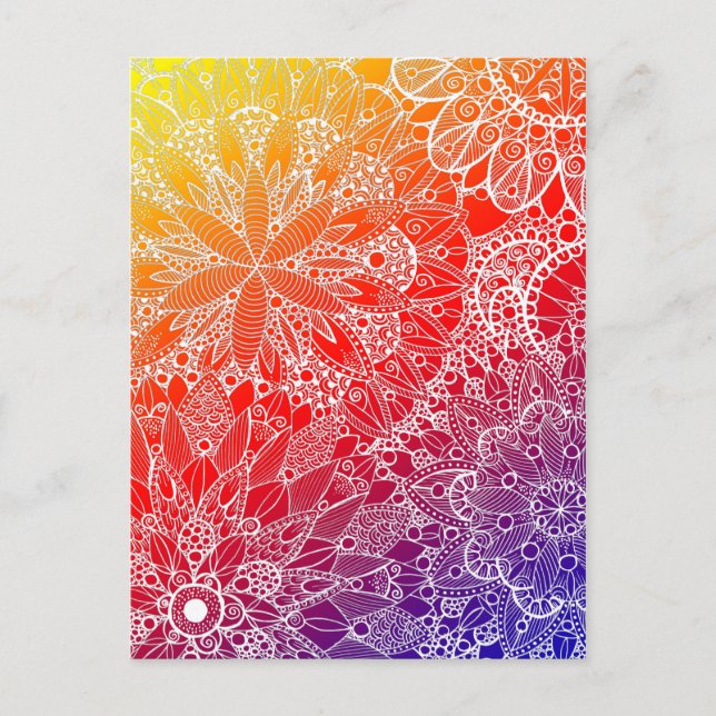Rainbow Mandala Pattern Postcard (Front)
