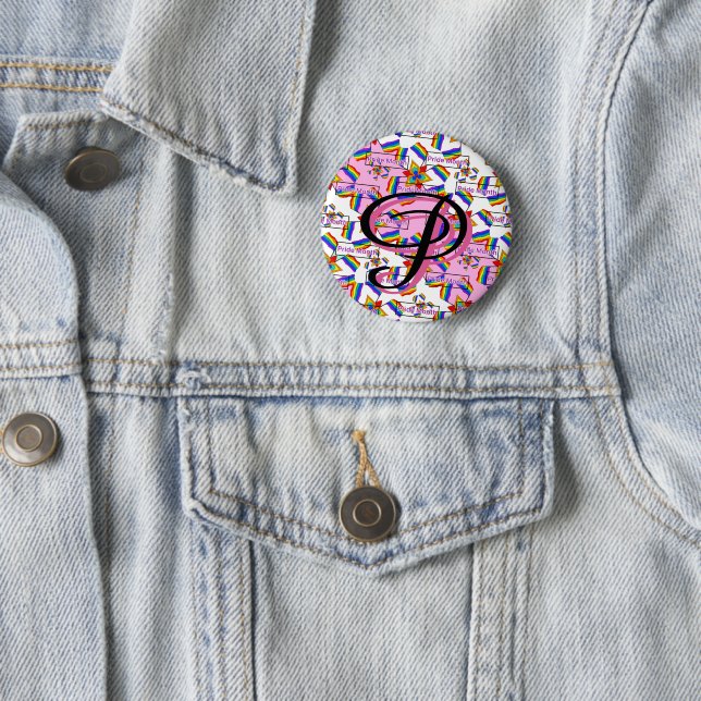 Rainbow Mandala Pride Monogram - Vibrant Geometric 6 Cm Round Badge (In Situ)