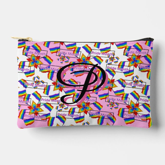 Rainbow Mandala Pride Monogram - Vibrant Geometric Accessory Pouch (Front)