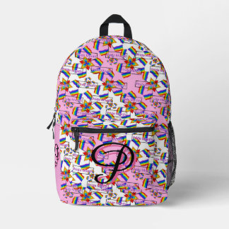 Rainbow Mandala Pride Monogram - Vibrant Geometric Printed Backpack