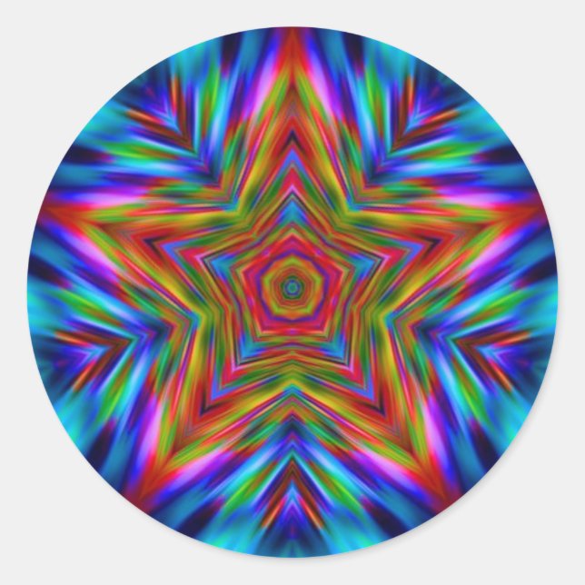Rainbow Mandala Star Fractal Decal Sticker (Front)