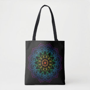 Rainbow mandala tote bag