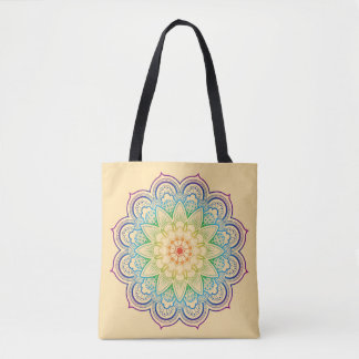 Rainbow mandala tote bag