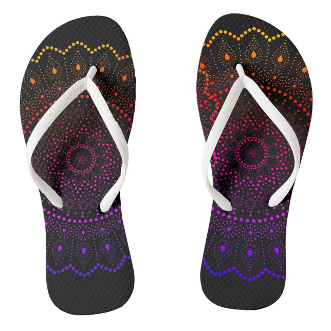Rainbow Mandala Yoga Mat Flip Flops (Footbed)