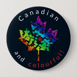 Rainbow Maple Leaf Mosaic Colourful Canada 10 Cm Round Badge