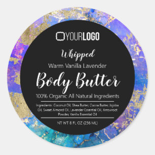 Rainbow Marble Gold Foil & LOGO Body Butter Label