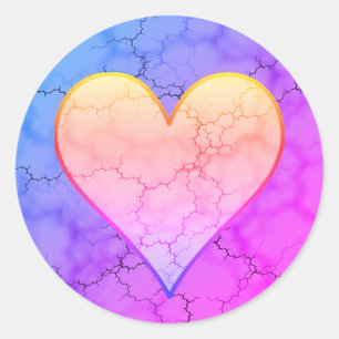Rainbow Marbled Heart Classic Round Sticker
