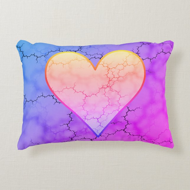 Rainbow Marbled Heart Decorative Cushion (Front)