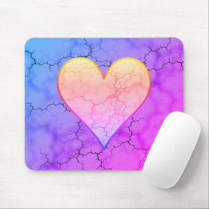 Rainbow Marbled Heart Mouse Mat